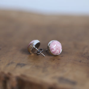 Ready to Ship - Big Rhodochrosite Posts - Rhodochrosite Post Earrings - Sterling Silver