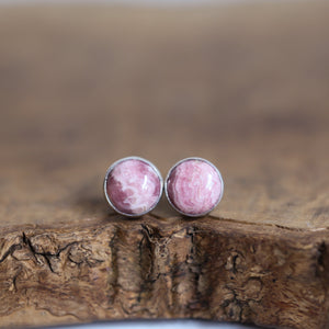 Ready to Ship - Big Rhodochrosite Posts - Rhodochrosite Post Earrings - Sterling Silver