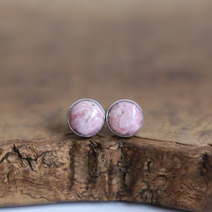 Ready to Ship - Big Rhodochrosite Posts - Rhodochrosite Post Earrings - Sterling Silver