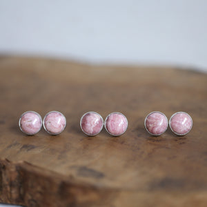 Ready to Ship - Big Rhodochrosite Posts - Rhodochrosite Post Earrings - Sterling Silver