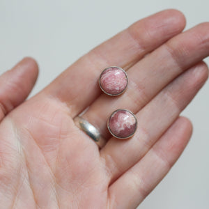 Ready to Ship - Big Rhodochrosite Posts - Rhodochrosite Post Earrings - Sterling Silver