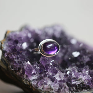 Amethyst East West Ring - Purple Amethyst Ring - AAA Amethyst - Silversmith - Sterling Silver