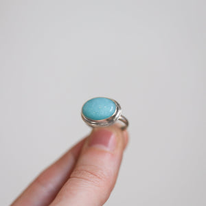 Amazonite East West Ring - Mint Colored Ring - Unique Silversmith - Silversmith Ring