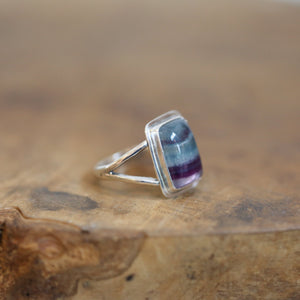 Rainbow Fluorite Ring - .925 Sterling Silver - Silversmith Ring - Multi-color Fluorite