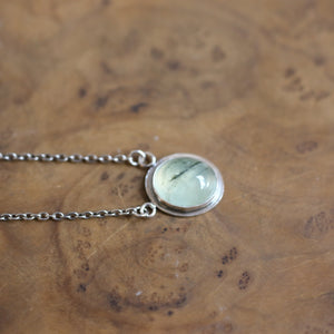 Prehnite Dew Drop Pendant - Green Prehnite Pendant - Prehnite Necklace - Sterling Silver