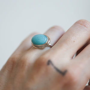 Amazonite Esat West Ring - Mint Colored Ring - Unique Silversmith - Silversmith Ring