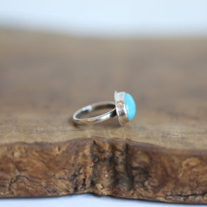 Amazonite East West Ring - Mint Colored Ring - Unique Silversmith - Silversmith Ring