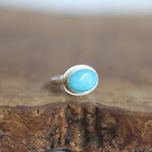 Amazonite East West Ring - Mint Colored Ring - Unique Silversmith - Silversmith Ring