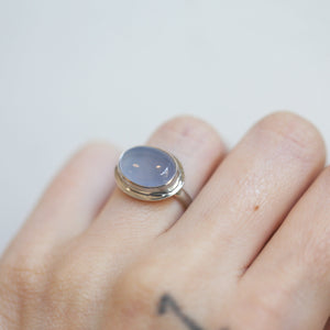 Natural Blue Chalcedony Ring - Sterling Silver Ring - Violet Purple Ring