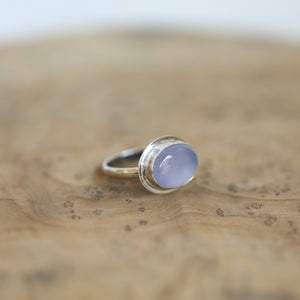 Natural Blue Chalcedony Ring - Sterling Silver Ring - Violet Purple Ring