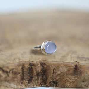 Natural Blue Chalcedony Ring - Sterling Silver Ring - Violet Purple Ring