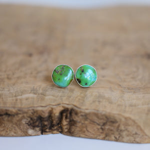 Ready to Ship - OOAK Turquoise Posts - American Turquoise Earrings - 12mm Green Turquoise Studs