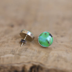 Ready to Ship - OOAK Turquoise Posts - American Turquoise Earrings - 12mm Green Turquoise Studs