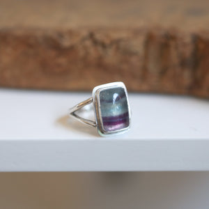 Rainbow Fluorite Ring - .925 Sterling Silver - Silversmith Ring - Multi-color Fluorite