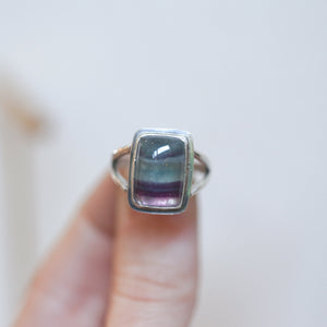 Rainbow Fluorite Ring - .925 Sterling Silver - Silversmith Ring - Multi-color Fluorite