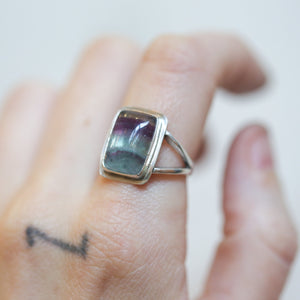 Rainbow Fluorite Ring - .925 Sterling Silver - Silversmith Ring - Multi-color Fluorite