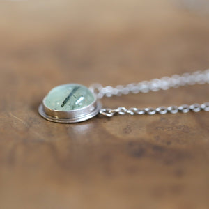 Prehnite Dew Drop Pendant - Green Prehnite Pendant - Prehnite Necklace - Sterling Silver