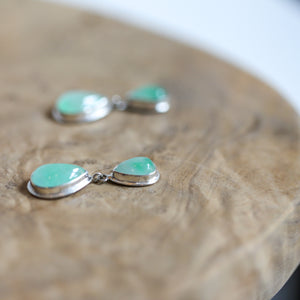 Jade Post Drops - .925 Sterling Silver - Burma Jade Earrings - 4 Stone Burma Jade Earrings