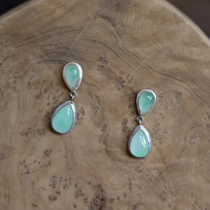 Jade Post Drops - .925 Sterling Silver - Burma Jade Earrings - 4 Stone Burma Jade Earrings