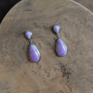 Phosphosiderite Post Drop Earrings - 4 Stone Purple Earrings - Violet Teardrop Earrings - Sterling Silver