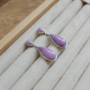 Phosphosiderite Post Drop Earrings - 4 Stone Purple Earrings - Violet Teardrop Earrings - Sterling Silver