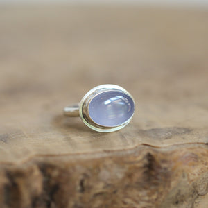 Natural Blue Chalcedony Ring - Sterling Silver Ring - Violet Purple Ring