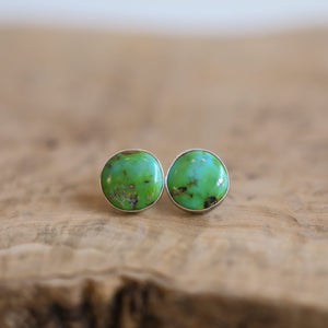 Ready to Ship - OOAK Turquoise Posts - American Turquoise Earrings - 12mm Green Turquoise Studs