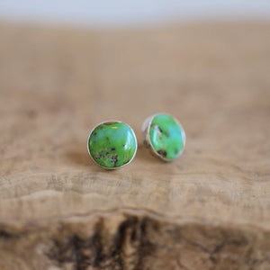 Ready to Ship - OOAK Turquoise Posts - American Turquoise Earrings - 12mm Green Turquoise Studs