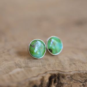 Ready to Ship - OOAK Turquoise Posts - American Turquoise Earrings - 12mm Green Turquoise Studs