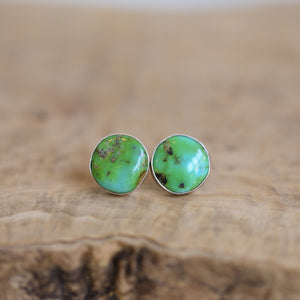 Ready to Ship - OOAK Turquoise Posts - American Turquoise Earrings - 12mm Green Turquoise Studs