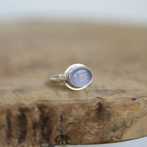 Natural Blue Chalcedony Ring - Sterling Silver Ring - Violet Purple Ring