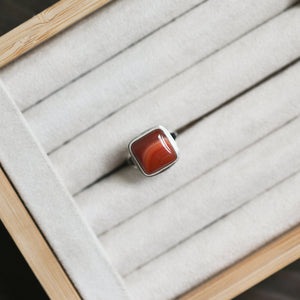 Red Agate Ring -.925 Sterling Silver - Silversmith Ring - Banded Agate Ring - Burnt Orange Ring