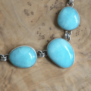 Amazonite 5 Stone Pendant - Silversmith Pendant - Sterling Silver Chain - OOAK