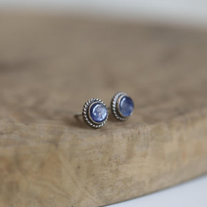 Blue Kyanite Earrings - .925 Sterling Silver Studs - Kyanite Posts - Kyanite Studs