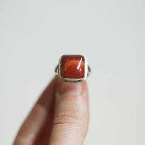 Red Agate Ring -.925 Sterling Silver - Silversmith Ring - Banded Agate Ring - Burnt Orange Ring