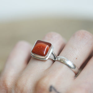 Red Agate Ring -.925 Sterling Silver - Silversmith Ring - Banded Agate Ring - Burnt Orange Ring