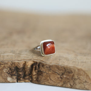 Red Agate Ring -.925 Sterling Silver - Silversmith Ring - Banded Agate Ring - Burnt Orange Ring