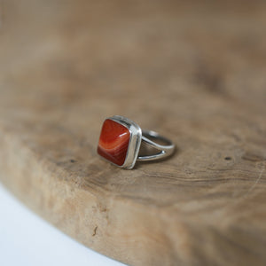 Red Agate Ring -.925 Sterling Silver - Silversmith Ring - Banded Agate Ring - Burnt Orange Ring