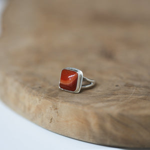 Red Agate Ring -.925 Sterling Silver - Silversmith Ring - Banded Agate Ring - Burnt Orange Ring