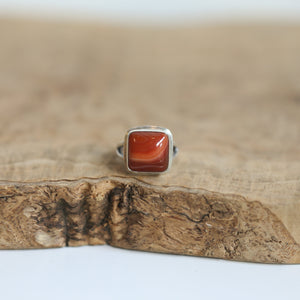 Red Agate Ring -.925 Sterling Silver - Silversmith Ring - Banded Agate Ring - Burnt Orange Ring