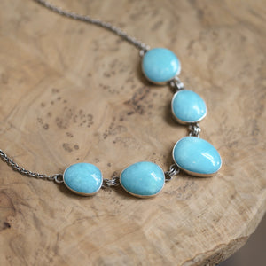 Amazonite 5 Stone Pendant - Silversmith Pendant - Sterling Silver Chain - OOAK