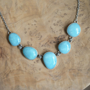 Amazonite 5 Stone Pendant - Silversmith Pendant - Sterling Silver Chain - OOAK