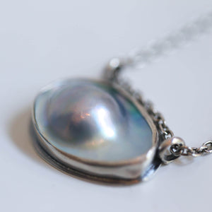 Deep Sea Hanging Rock - Blister Pearl Necklace - Blister Pearl Pendant - .925 Sterling Silver