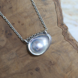 Deep Sea Hanging Rock - Blister Pearl Necklace - Blister Pearl Pendant - .925 Sterling Silver