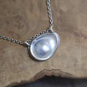 Deep Sea Hanging Rock - Blister Pearl Necklace - Blister Pearl Pendant - .925 Sterling Silver