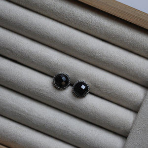 Rose Cut Black Onyx Traditional Posts - .925 Sterling Silver - Onyx Studs - Silversmith Posts