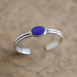 Lapis Cuff Bracelet - Lapis Lazuli Bangle - Silver Lapis Bracelet