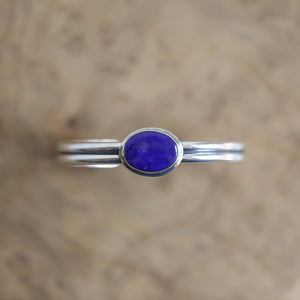 Lapis Cuff Bracelet - Lapis Lazuli Bangle - Silver Lapis Bracelet