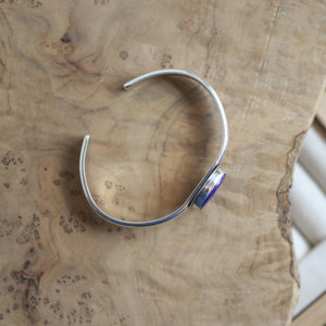 Lapis Cuff Bracelet - Lapis Lazuli Bangle - Silver Lapis Bracelet