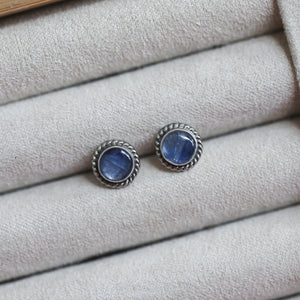 Blue Kyanite Earrings - .925 Sterling Silver Studs - Kyanite Posts - Kyanite Studs